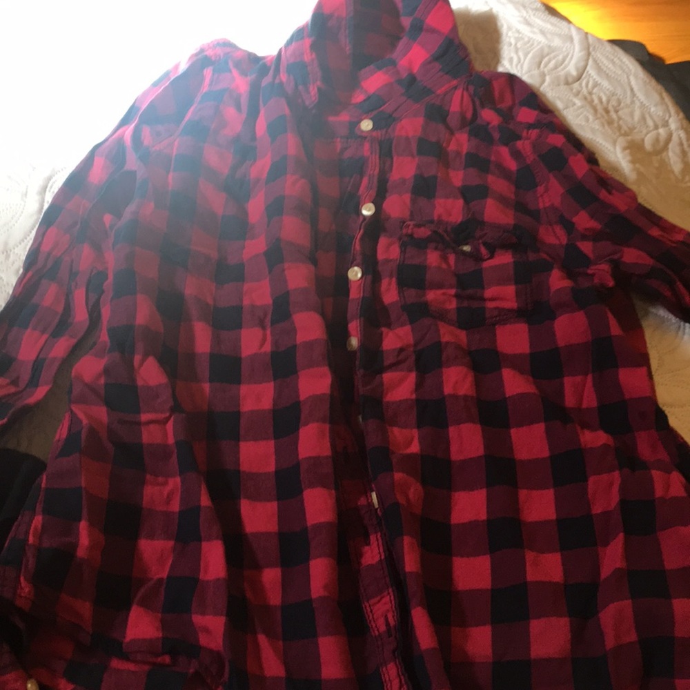Pink and black plaid flannel